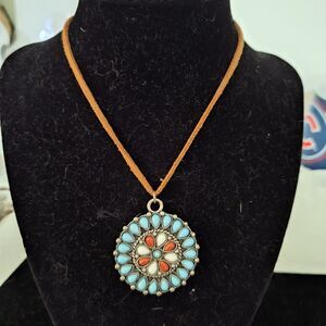 A Robert Rose Vintage Women's Necklace Faux Turquoise Beaded Pendant Boho